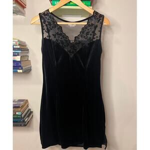 Vintage Black Velvet Mini Night Dress Size S